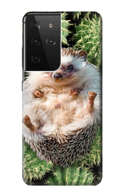 W3863 Pygmy Hedgehog Dwarf Hedgehog Paint Hard Case and Leather Flip Case For Samsung Galaxy S21 Ultra 5G