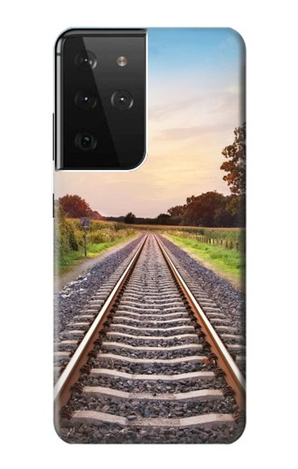 W3866 Railway Straight Train Track Hard Case and Leather Flip Case For Samsung Galaxy S21 Ultra 5G