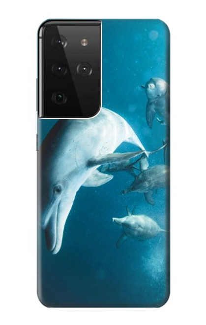 W3878 Dolphin Hard Case and Leather Flip Case For Samsung Galaxy S21 Ultra 5G