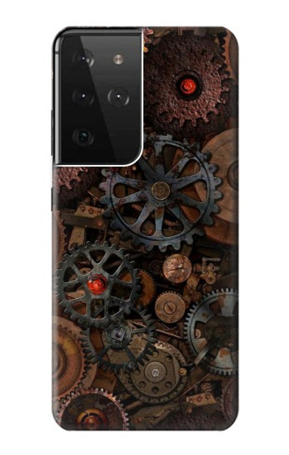 W3884 Steampunk Mechanical Gears Hard Case and Leather Flip Case For Samsung Galaxy S21 Ultra 5G
