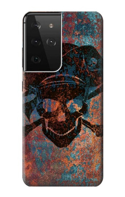 W3895 Pirate Skull Metal Hard Case and Leather Flip Case For Samsung Galaxy S21 Ultra 5G