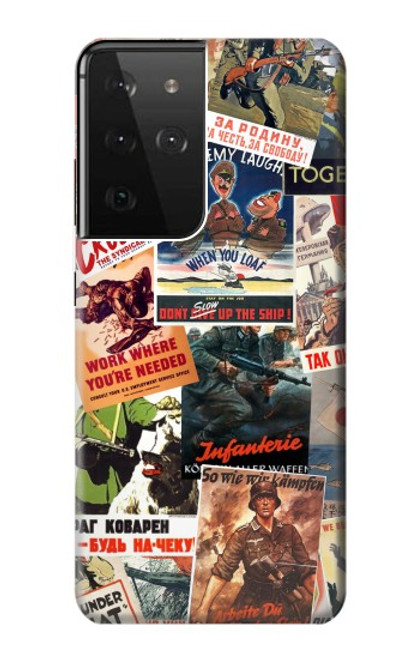 W3905 Vintage Army Poster Hard Case and Leather Flip Case For Samsung Galaxy S21 Ultra 5G