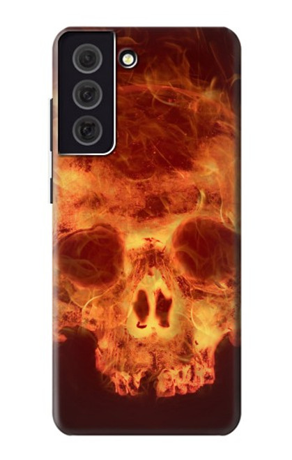 W3881 Fire Skull Hard Case and Leather Flip Case For Samsung Galaxy S21 FE 5G