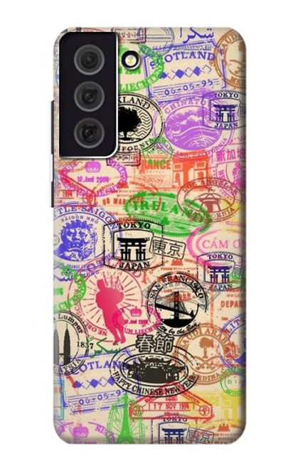 W3904 Travel Stamps Hard Case and Leather Flip Case For Samsung Galaxy S21 FE 5G