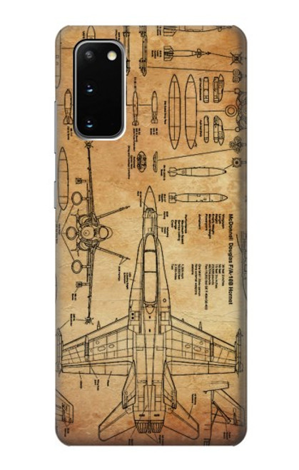 W3868 Aircraft Blueprint Old Paper Hard Case and Leather Flip Case For Samsung Galaxy S20