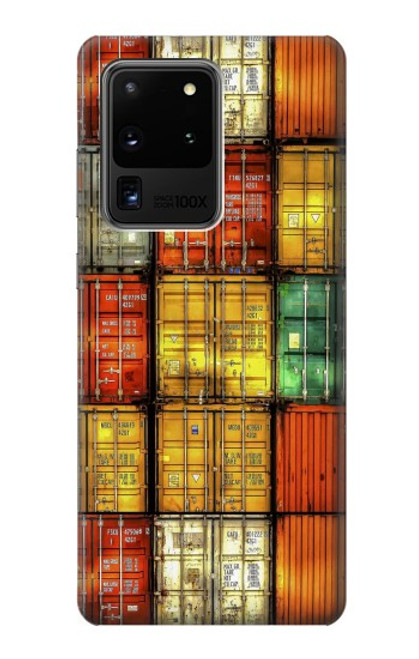W3861 Colorful Container Block Hard Case and Leather Flip Case For Samsung Galaxy S20 Ultra