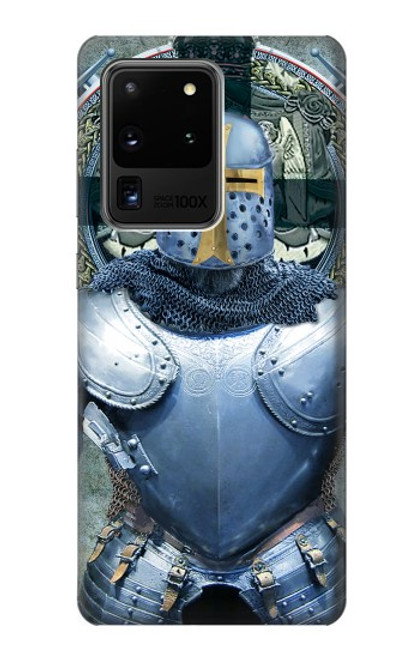 W3864 Medieval Templar Heavy Armor Knight Hard Case and Leather Flip Case For Samsung Galaxy S20 Ultra
