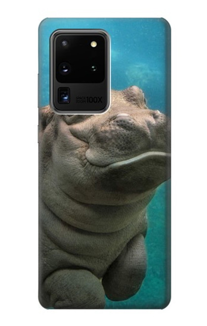 W3871 Cute Baby Hippo Hippopotamus Hard Case and Leather Flip Case For Samsung Galaxy S20 Ultra
