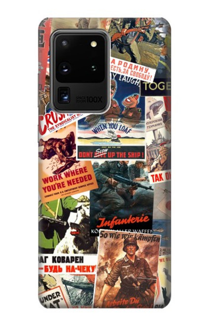 W3905 Vintage Army Poster Hard Case and Leather Flip Case For Samsung Galaxy S20 Ultra