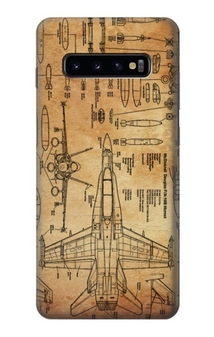 W3868 Aircraft Blueprint Old Paper Hard Case and Leather Flip Case For Samsung Galaxy S10 Plus
