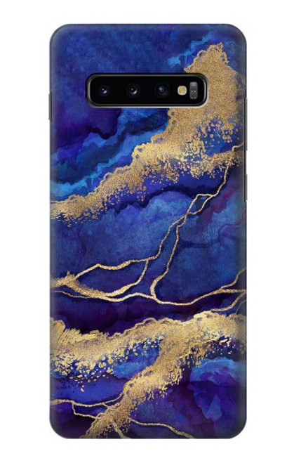 W3906 Navy Blue Purple Marble Hard Case and Leather Flip Case For Samsung Galaxy S10 Plus