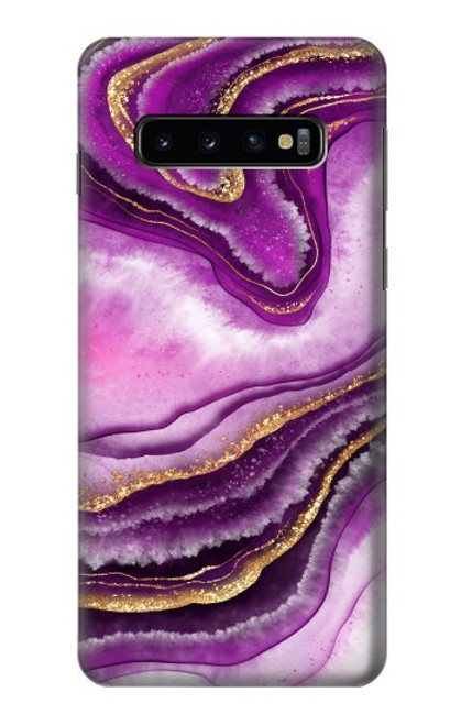 W3896 Purple Marble Gold Streaks Hard Case and Leather Flip Case For Samsung Galaxy S10