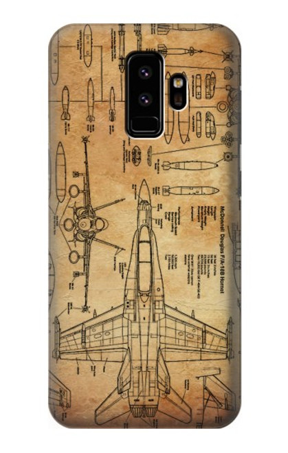 W3868 Aircraft Blueprint Old Paper Hard Case and Leather Flip Case For Samsung Galaxy S9