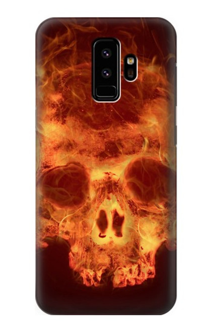 W3881 Fire Skull Hard Case and Leather Flip Case For Samsung Galaxy S9