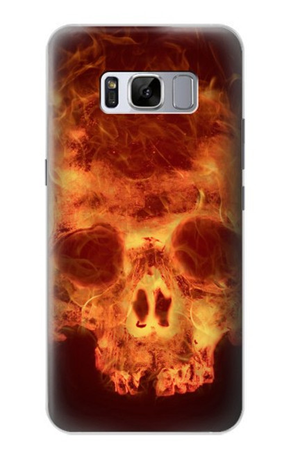 W3881 Fire Skull Hard Case and Leather Flip Case For Samsung Galaxy S8 Plus