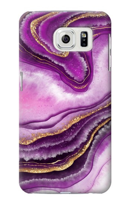 W3896 Purple Marble Gold Streaks Hard Case and Leather Flip Case For Samsung Galaxy S7 Edge