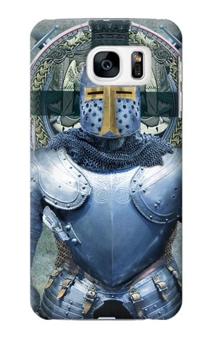 W3864 Medieval Templar Heavy Armor Knight Hard Case and Leather Flip Case For Samsung Galaxy S7