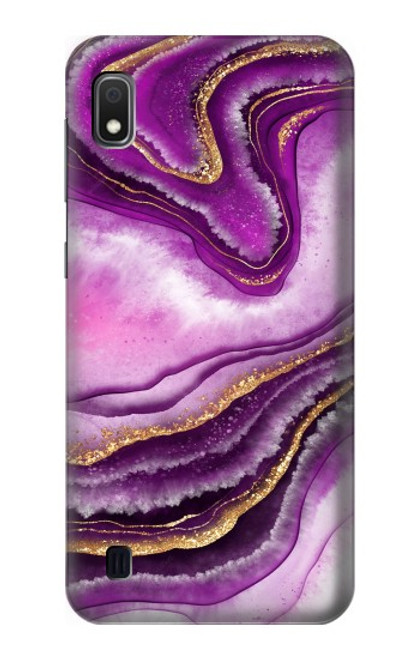W3896 Purple Marble Gold Streaks Hard Case and Leather Flip Case For Samsung Galaxy A10
