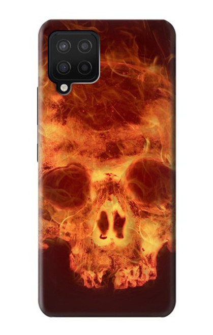 W3881 Fire Skull Hard Case and Leather Flip Case For Samsung Galaxy A12