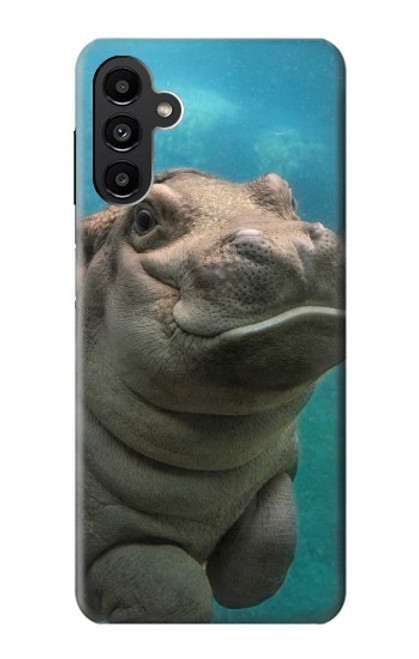 W3871 Cute Baby Hippo Hippopotamus Hard Case and Leather Flip Case For Samsung Galaxy A13 5G