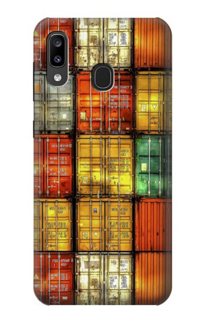 W3861 Colorful Container Block Hard Case and Leather Flip Case For Samsung Galaxy A20, Galaxy A30