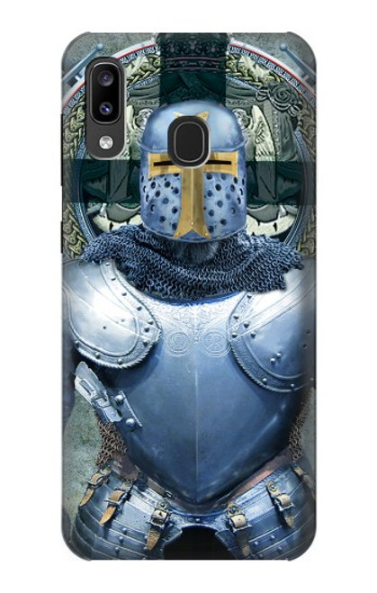 W3864 Medieval Templar Heavy Armor Knight Hard Case and Leather Flip Case For Samsung Galaxy A20, Galaxy A30