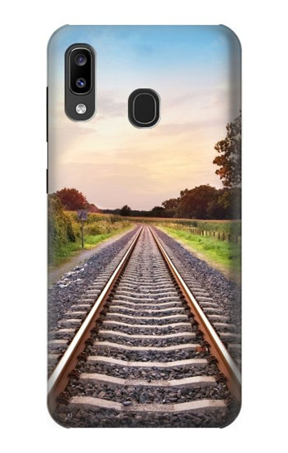 W3866 Railway Straight Train Track Hard Case and Leather Flip Case For Samsung Galaxy A20, Galaxy A30