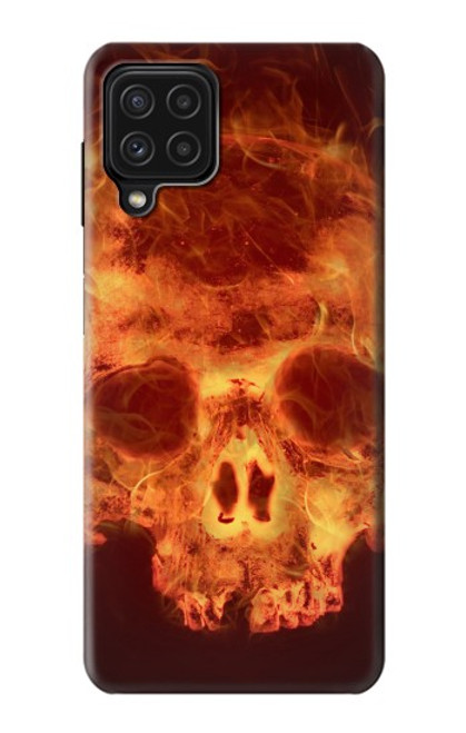 W3881 Fire Skull Hard Case and Leather Flip Case For Samsung Galaxy A22 4G