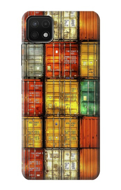 W3861 Colorful Container Block Hard Case and Leather Flip Case For Samsung Galaxy A22 5G