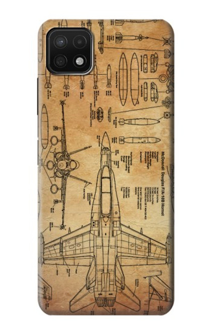 W3868 Aircraft Blueprint Old Paper Hard Case and Leather Flip Case For Samsung Galaxy A22 5G