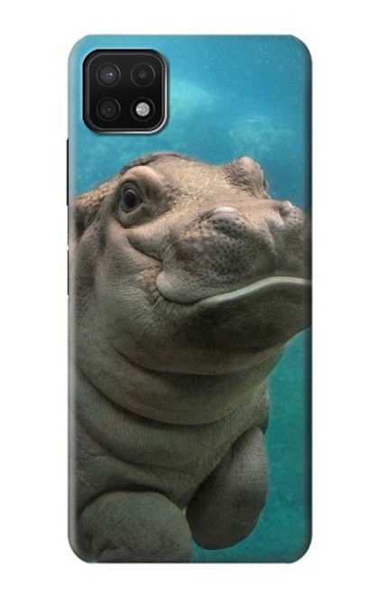 W3871 Cute Baby Hippo Hippopotamus Hard Case and Leather Flip Case For Samsung Galaxy A22 5G