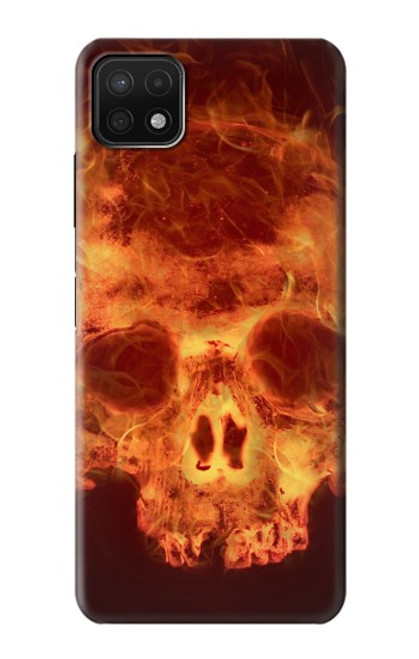 W3881 Fire Skull Hard Case and Leather Flip Case For Samsung Galaxy A22 5G
