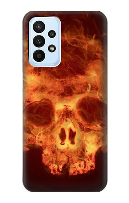 W3881 Fire Skull Hard Case and Leather Flip Case For Samsung Galaxy A23