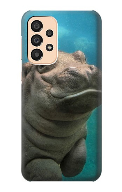 W3871 Cute Baby Hippo Hippopotamus Hard Case and Leather Flip Case For Samsung Galaxy A33 5G