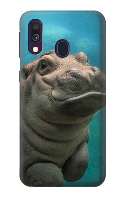 W3871 Cute Baby Hippo Hippopotamus Hard Case and Leather Flip Case For Samsung Galaxy A40