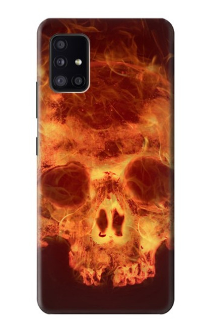 W3881 Fire Skull Hard Case and Leather Flip Case For Samsung Galaxy A41