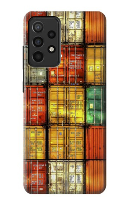 W3861 Colorful Container Block Hard Case and Leather Flip Case For Samsung Galaxy A52, Galaxy A52 5G