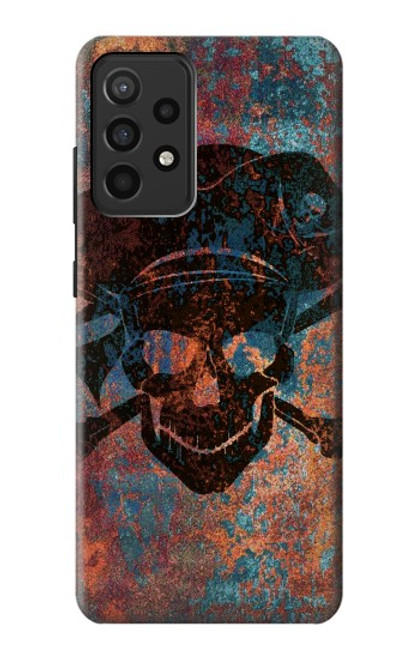 W3895 Pirate Skull Metal Hard Case and Leather Flip Case For Samsung Galaxy A52, Galaxy A52 5G