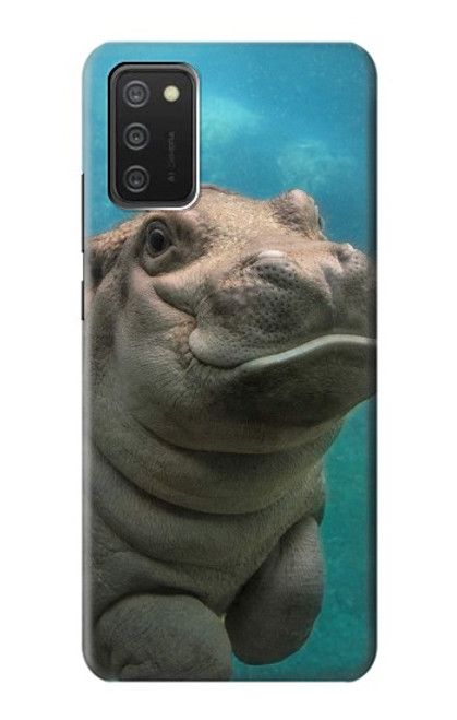 W3871 Cute Baby Hippo Hippopotamus Hard Case and Leather Flip Case For Samsung Galaxy A03S