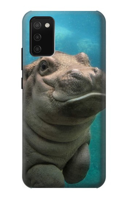 W3871 Cute Baby Hippo Hippopotamus Hard Case and Leather Flip Case For Samsung Galaxy A02s, Galaxy M02s  (NOT FIT with Galaxy A02s Verizon SM-A025V)