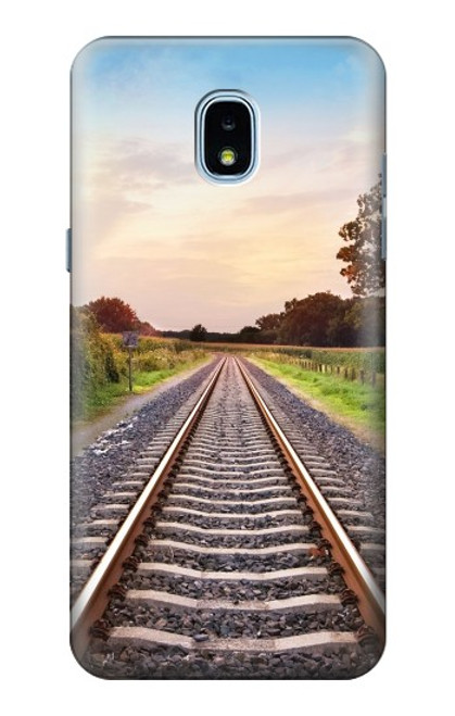 W3866 Railway Straight Train Track Hard Case and Leather Flip Case For Samsung Galaxy J3 (2018), J3 Star, J3 V 3rd Gen, J3 Orbit, J3 Achieve, Express Prime 3, Amp Prime 3