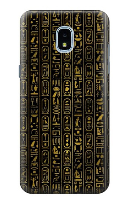 W3869 Ancient Egyptian Hieroglyphic Hard Case and Leather Flip Case For Samsung Galaxy J3 (2018), J3 Star, J3 V 3rd Gen, J3 Orbit, J3 Achieve, Express Prime 3, Amp Prime 3