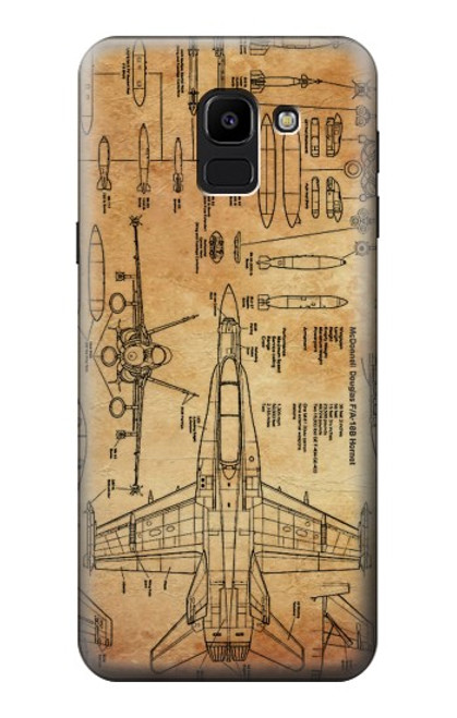 W3868 Aircraft Blueprint Old Paper Hard Case and Leather Flip Case For Samsung Galaxy J6 (2018)