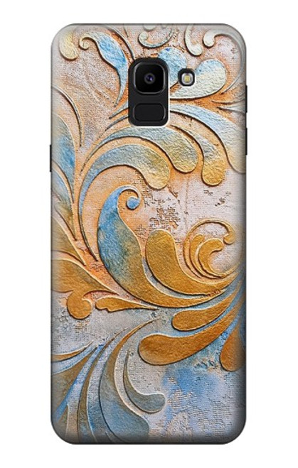 W3875 Canvas Vintage Rugs Hard Case and Leather Flip Case For Samsung Galaxy J6 (2018)
