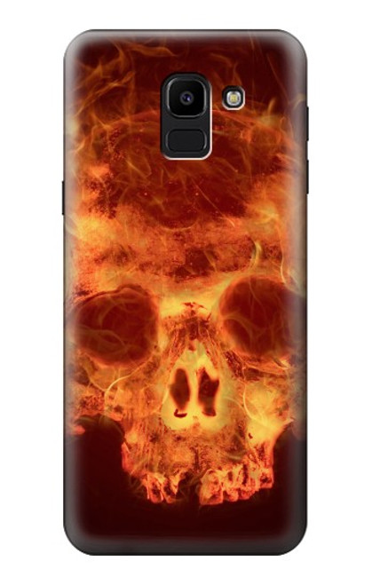 W3881 Fire Skull Hard Case and Leather Flip Case For Samsung Galaxy J6 (2018)