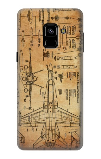 W3868 Aircraft Blueprint Old Paper Hard Case and Leather Flip Case For Samsung Galaxy A8 (2018)