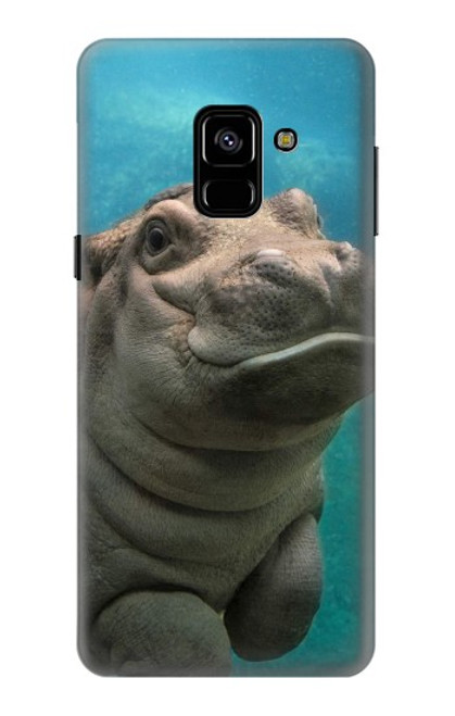 W3871 Cute Baby Hippo Hippopotamus Hard Case and Leather Flip Case For Samsung Galaxy A8 (2018)