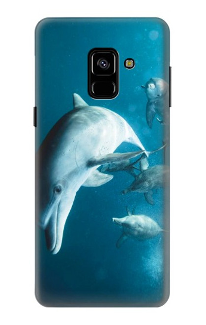 W3878 Dolphin Hard Case and Leather Flip Case For Samsung Galaxy A8 (2018)