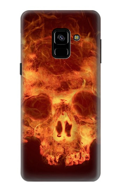 W3881 Fire Skull Hard Case and Leather Flip Case For Samsung Galaxy A8 (2018)