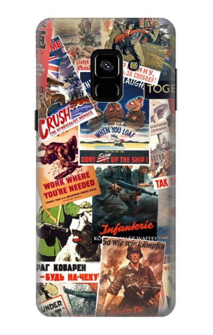 W3905 Vintage Army Poster Hard Case and Leather Flip Case For Samsung Galaxy A8 (2018)